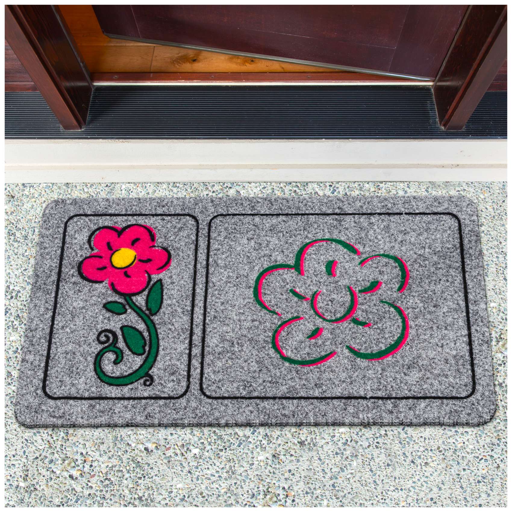 EF22133_10 Fußmatte Schmutzfangmatte robuster Fußabtreter Brush / Grafic 40x70cm – Blume 40x70cm