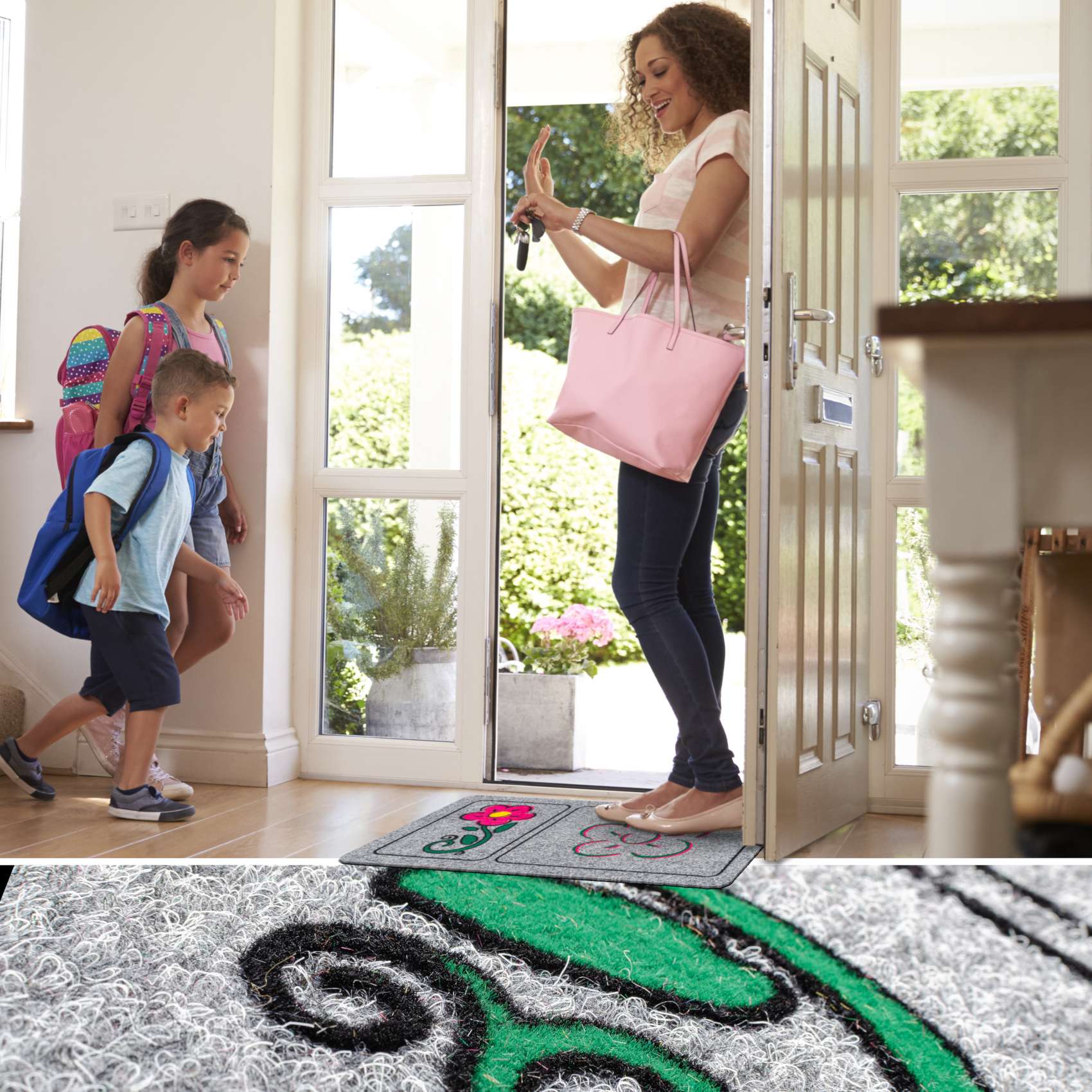 EF22133_20 Fußmatte Schmutzfangmatte robuster Fußabtreter Brush / Grafic 40x70cm – Blume 40x70cm