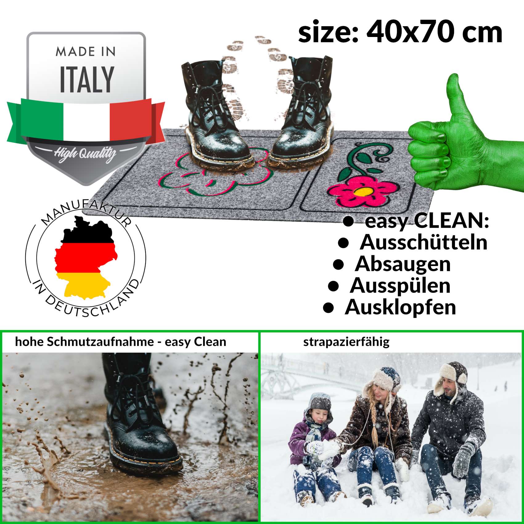 EF22133_30 Fußmatte Schmutzfangmatte robuster Fußabtreter Brush / Grafic 40x70cm – Blume 40x70cm