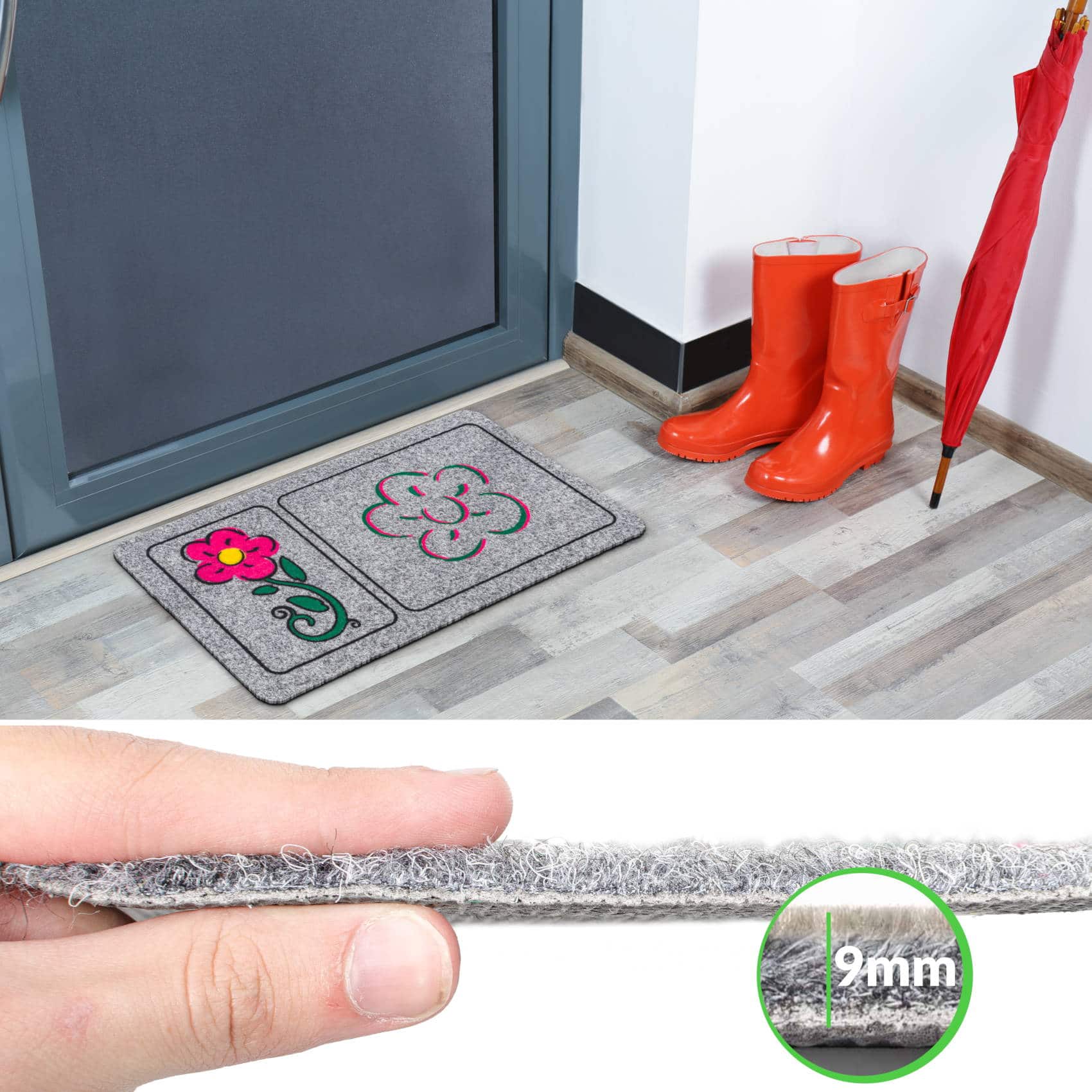 EF22133_40 Fußmatte Schmutzfangmatte robuster Fußabtreter Brush / Grafic 40x70cm – Blume 40x70cm