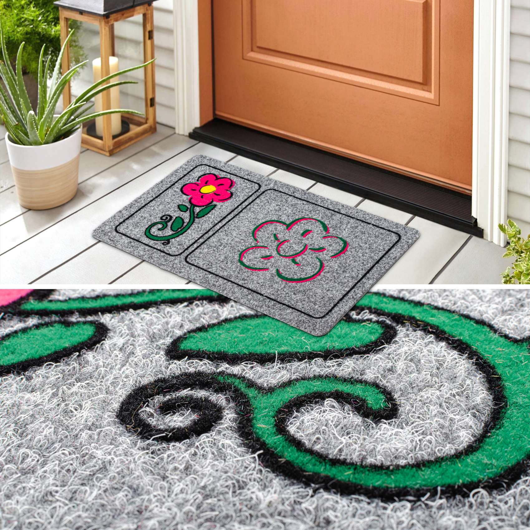 EF22133_50 Fußmatte Schmutzfangmatte robuster Fußabtreter Brush / Grafic 40x70cm – Blume 40x70cm