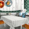 Stoff Tischdecke abwaschbar Tischwäsche Textil Tischtuch Baumwolle Polyester Holz Grau Outdoor Tischdecke Gartentischdecke
