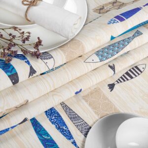 Stoff Tischdecke abwaschbar Tischwäsche Textil Tischtuch Baumwolle Polyester Maritim Outdoor Tischdecke Gartentischdecke