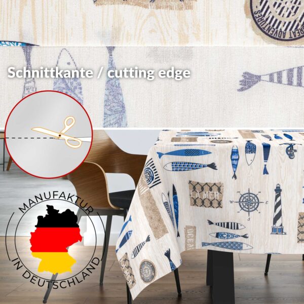 Stoff Tischdecke abwaschbar Tischwäsche Textil Tischtuch Baumwolle Polyester Maritim Outdoor Tischdecke Gartentischdecke – 90x130cm, Schnittkante