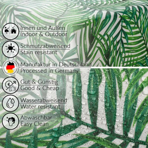 Stoff Tischdecke abwaschbar Tischwäsche Textil Tischtuch Baumwolle Polyester Tropik Outdoor Tischdecke Gartentischdecke – 90x130cm, Schnittkante