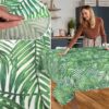 Stoff Tischdecke abwaschbar Tischwäsche Textil Tischtuch Baumwolle Polyester Tropik Outdoor Tischdecke Gartentischdecke – 90x130cm, Schnittkante