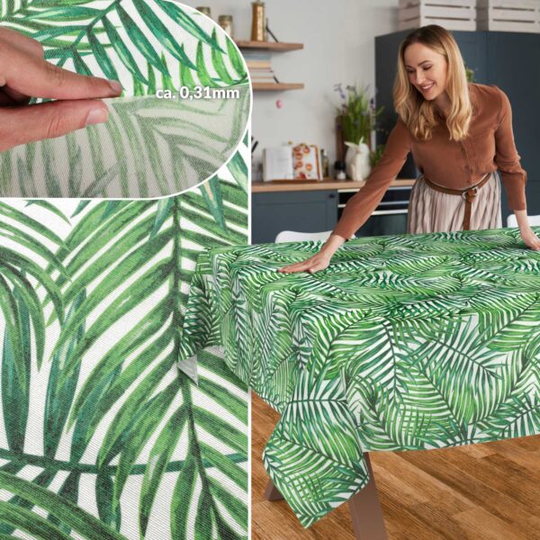 Stoff Tischdecke abwaschbar Tischwäsche Textil Tischtuch Baumwolle Polyester Tropik Outdoor Tischdecke Gartentischdecke – 90x130cm, Schnittkante