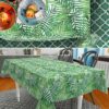 Stoff Tischdecke abwaschbar Tischwäsche Textil Tischtuch Baumwolle Polyester Tropik Outdoor Tischdecke Gartentischdecke – 90x130cm, Schnittkante