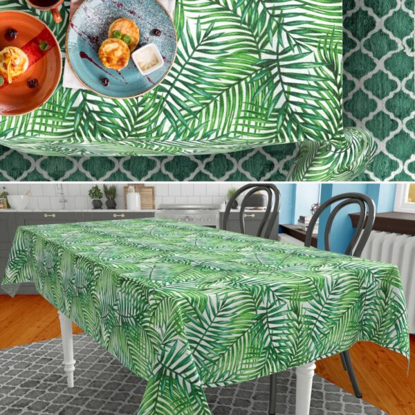Stoff Tischdecke abwaschbar Tischwäsche Textil Tischtuch Baumwolle Polyester Tropik Outdoor Tischdecke Gartentischdecke – 90x130cm, Schnittkante