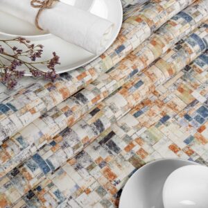 Stoff Tischdecke abwaschbar Tischwäsche Textil Tischtuch Baumwolle Polyester Holzmosaik Outdoor Tischdecke Gartentischdecke
