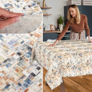 Stoff Tischdecke abwaschbar Tischwäsche Textil Tischtuch Baumwolle Polyester Holzmosaik Outdoor Tischdecke Gartentischdecke
