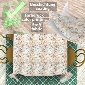 Stoff Tischdecke abwaschbar Tischwäsche Textil Tischtuch Baumwolle Polyester Holzmosaik Outdoor Tischdecke Gartentischdecke