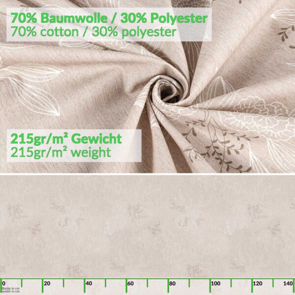 Stoff Tischdecke abwaschbar Tischwäsche Textil Tischtuch Baumwolle Polyester Japondi Beige Outdoor Tischdecke Gartentischdecke – 90x130cm, Schnittkante