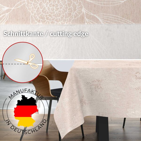 Stoff Tischdecke abwaschbar Tischwäsche Textil Tischtuch Baumwolle Polyester Japondi Beige Outdoor Tischdecke Gartentischdecke – 90x130cm, Schnittkante
