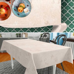 Stoff Tischdecke abwaschbar Tischwäsche Textil Tischtuch Baumwolle Polyester Japondi Beige Outdoor Tischdecke Gartentischdecke