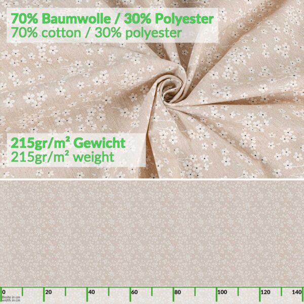 Stoff Tischdecke abwaschbar Tischwäsche Textil Tischtuch Baumwolle Polyester Violen Beige Outdoor Tischdecke Gartentischdecke – 90x130cm, Schnittkante