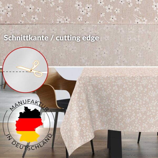 Stoff Tischdecke abwaschbar Tischwäsche Textil Tischtuch Baumwolle Polyester Violen Beige Outdoor Tischdecke Gartentischdecke – 90x130cm, Schnittkante