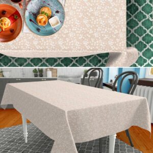 Stoff Tischdecke abwaschbar Tischwäsche Textil Tischtuch Baumwolle Polyester Violen Beige Outdoor Tischdecke Gartentischdecke