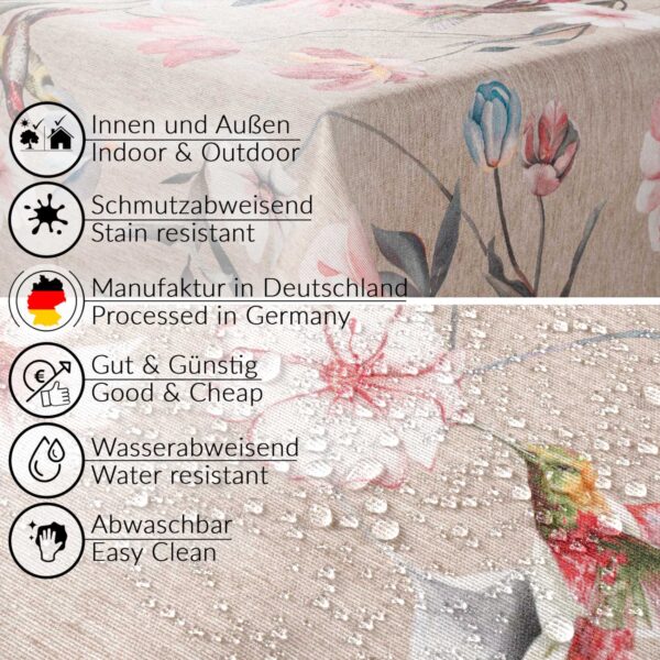 Stoff Tischdecke abwaschbar Tischwäsche Textil Tischtuch Baumwolle Polyester Kalibri Outdoor Tischdecke Gartentischdecke – 90x130cm, Schnittkante