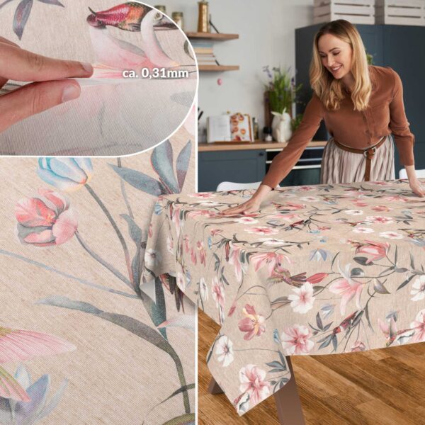 Stoff Tischdecke abwaschbar Tischwäsche Textil Tischtuch Baumwolle Polyester Kalibri Outdoor Tischdecke Gartentischdecke – 90x130cm, Schnittkante