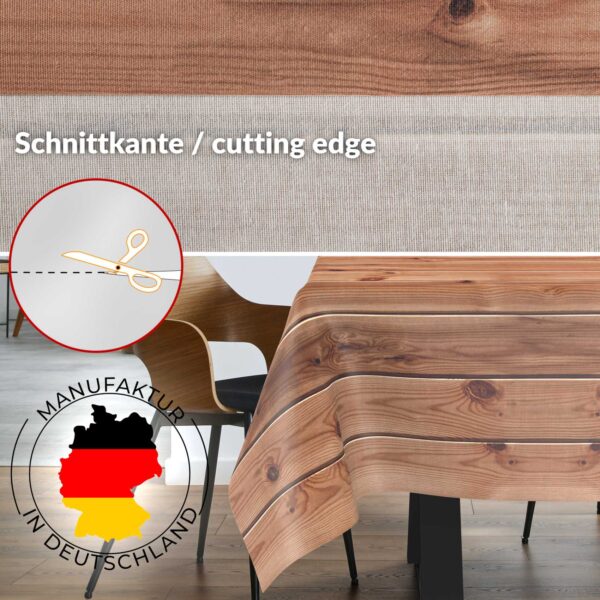 Stoff Tischdecke abwaschbar Tischwäsche Textil Tischtuch Baumwolle Polyester Holzoptik Outdoor Tischdecke Gartentischdecke – 90x130cm, Schnittkante