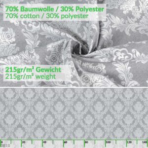 Stoff Tischdecke Tischwäsche Textil Tischtuch Baumwolle Polyester Jacquard Ornamente Meterware Premium Barock Grau Outdoor Tischdecke Gartentischdecke