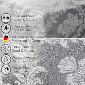 Stoff Tischdecke Tischwäsche Textil Tischtuch Baumwolle Polyester Jacquard Ornamente Meterware Premium Barock Grau Outdoor Tischdecke Gartentischdecke