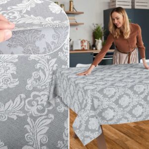 Stoff Tischdecke Tischwäsche Textil Tischtuch Baumwolle Polyester Jacquard Ornamente Meterware Premium Barock Grau Outdoor Tischdecke Gartentischdecke