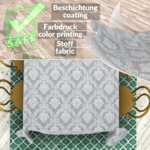 Stoff Tischdecke Tischwäsche Textil Tischtuch Baumwolle Polyester Jacquard Ornamente Meterware Premium Barock Grau Outdoor Tischdecke Gartentischdecke