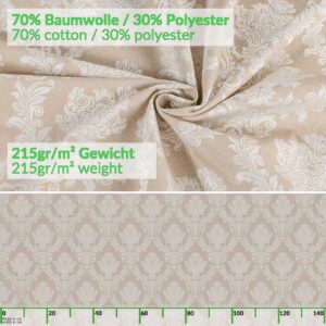 Stoff Tischdecke Tischwäsche Textil Tischtuch Baumwolle Polyester Jacquard Ornamente Meterware Premium Barock Beige Outdoor Tischdecke Gartentischdecke