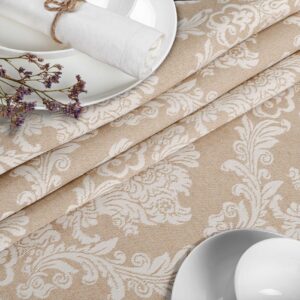 Stoff Tischdecke Tischwäsche Textil Tischtuch Baumwolle Polyester Jacquard Ornamente Meterware Premium Barock Beige Outdoor Tischdecke Gartentischdecke