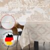 Stoff Tischdecke Tischwäsche Textil Tischtuch Baumwolle Polyester Jacquard Ornamente Meterware Premium Barock Beige Outdoor Tischdecke Gartentischdecke – 90x130cm, Schnittkante