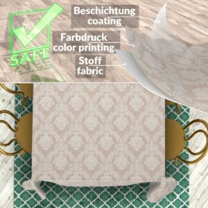 Stoff Tischdecke Tischwäsche Textil Tischtuch Baumwolle Polyester Jacquard Ornamente Meterware Premium Barock Beige Outdoor Tischdecke Gartentischdecke