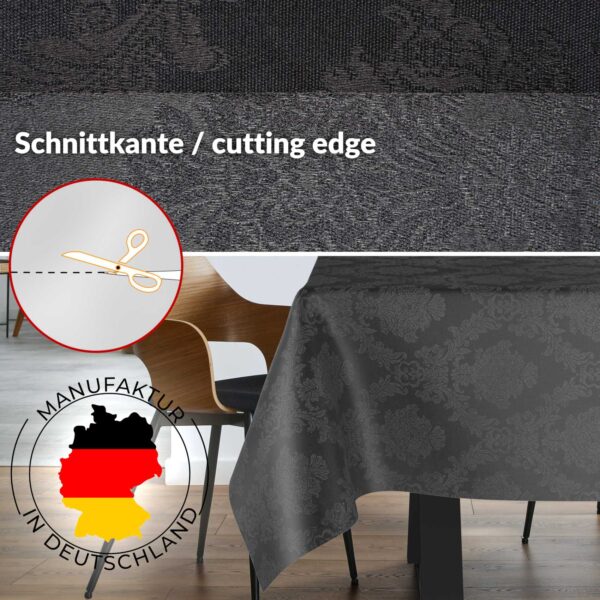 Stoff Tischdecke Tischwäsche Textil Tischtuch Baumwolle Polyester Jacquard Ornamente Meterware Premium Barock Schwarz Outdoor Tischdecke Gartentischdecke – 90x130cm, Schnittkante