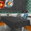 Stoff Tischdecke Tischwäsche Textil Tischtuch Baumwolle Polyester Jacquard Ornamente Meterware Premium Barock Schwarz Outdoor Tischdecke Gartentischdecke – 90x130cm, Schnittkante