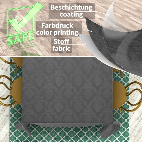 Stoff Tischdecke Tischwäsche Textil Tischtuch Baumwolle Polyester Jacquard Ornamente Meterware Premium Barock Schwarz Outdoor Tischdecke Gartentischdecke – 90x130cm, Schnittkante