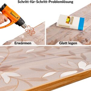 Tischfolie transparent Tischdecke Tischschutzfolie durchsichtig 1,5mm Tischschutz mit Motiv Blume bedruckt