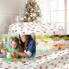 Weihnachtstischdecke Wachstuch abwaschbar Weihnachten Lebkuchen Schneeflocken Rot Weiß