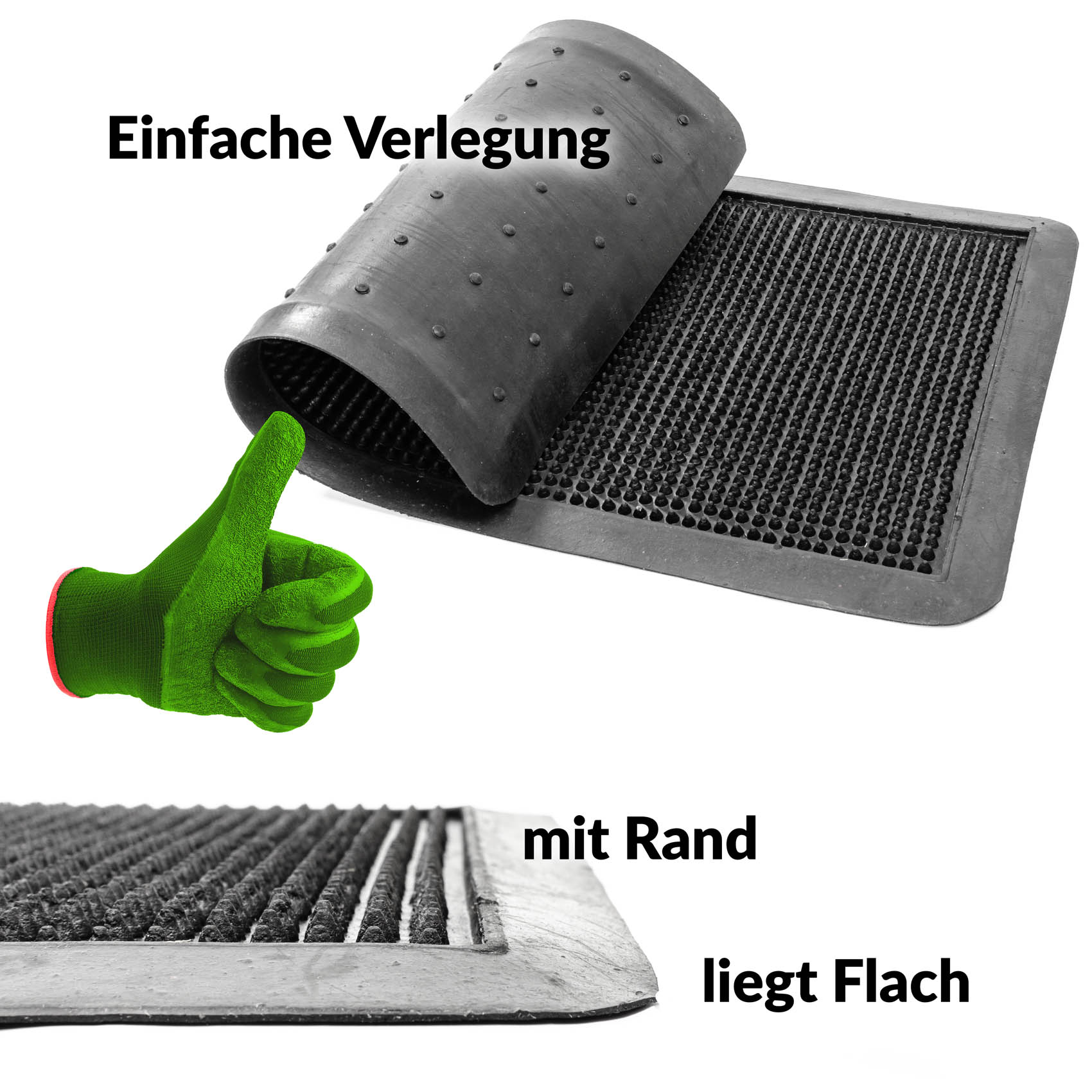 VROL-034-058_50-jpg Gummimatte Türvorleger Fußabtreter Gummi Türmatte mit Noppen Schwarz – 34x58cm