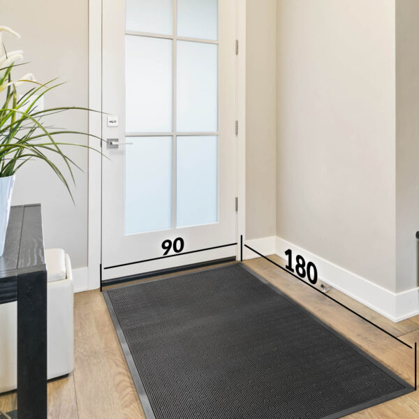 Gummimatte Türvorleger Fußabtreter Gummi Türmatte mit Noppen Schwarz – 90x180cm