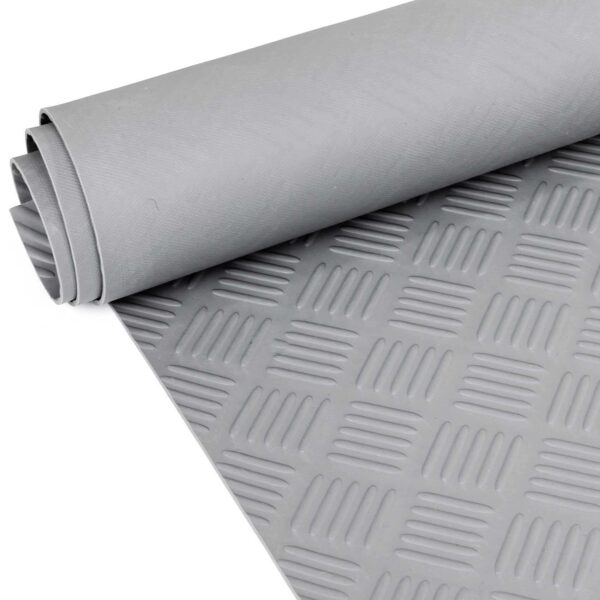 Gummimatte Meterware Gummi Bodenbelag Antirutsch Premium TPE Geruchsarm Riffelblechoptik Grau 3mm Stark 100 cm Breite – 50 x 100cm