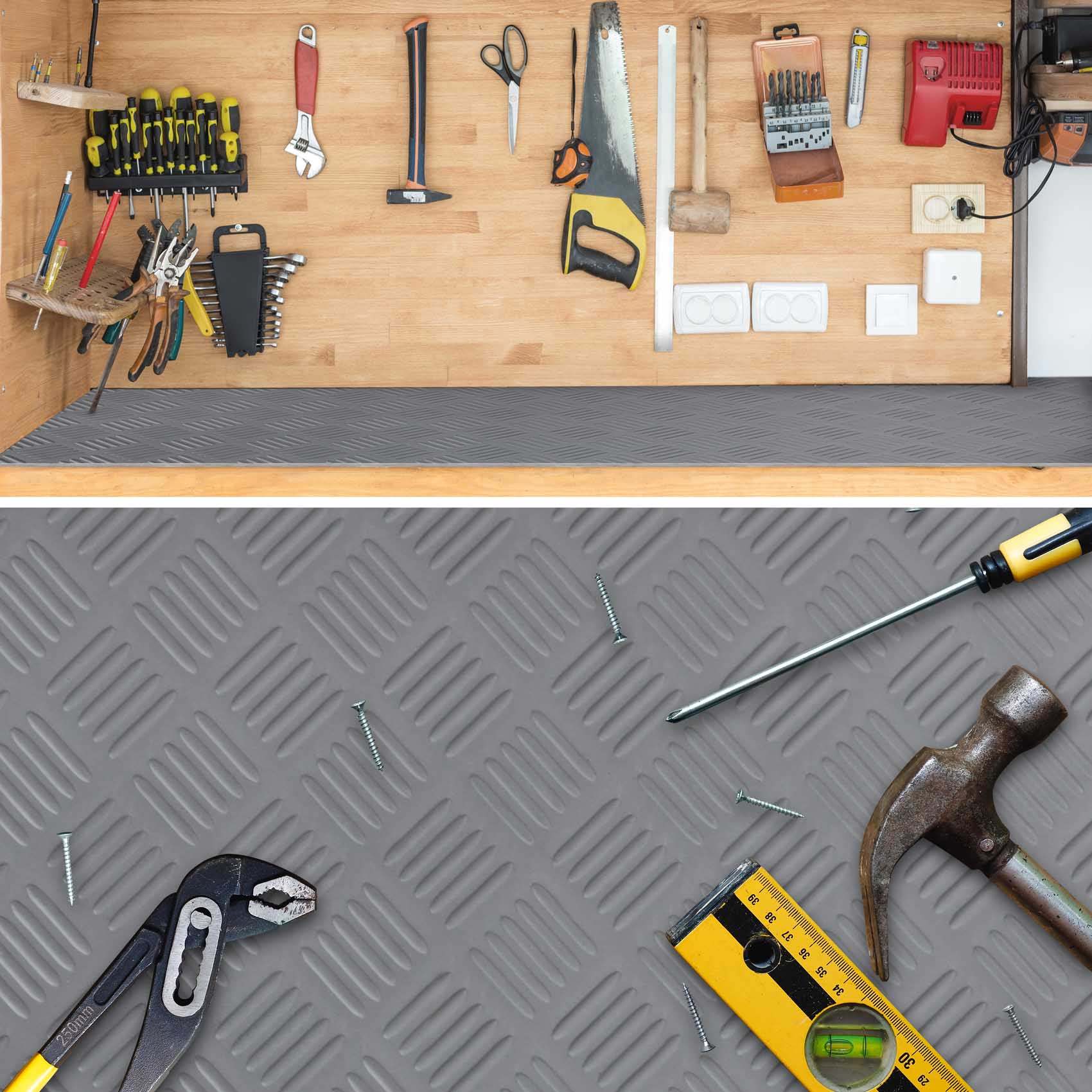 Z-0000_FOR_WEB-009_Conet-2101-TCHGRA_30-jpg-1 Gummimatte Meterware Gummi Bodenbelag Antirutsch Premium TPE Geruchsarm Riffelblechoptik Grau 3mm Stark 100 cm Breite – 50 x 100cm