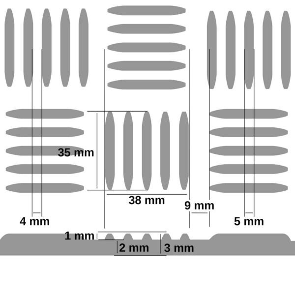 Gummimatte Meterware Gummi Bodenbelag Antirutsch Premium TPE Geruchsarm Riffelblechoptik Grau 3mm Stark 100 cm Breite – 50 x 100cm