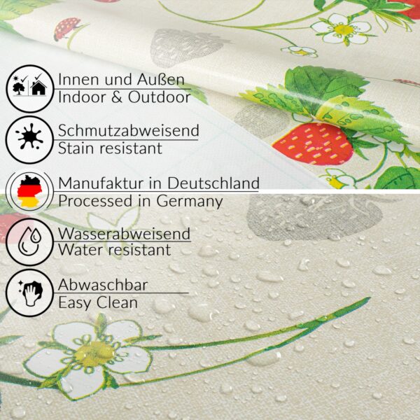 Wachstuch Tischdecke abwaschbar Wachstischdecke Meterware Rechteck Erdbeeren Outdoor Tischdecke Gartentischdecke – 90x130cm, Schnittkante