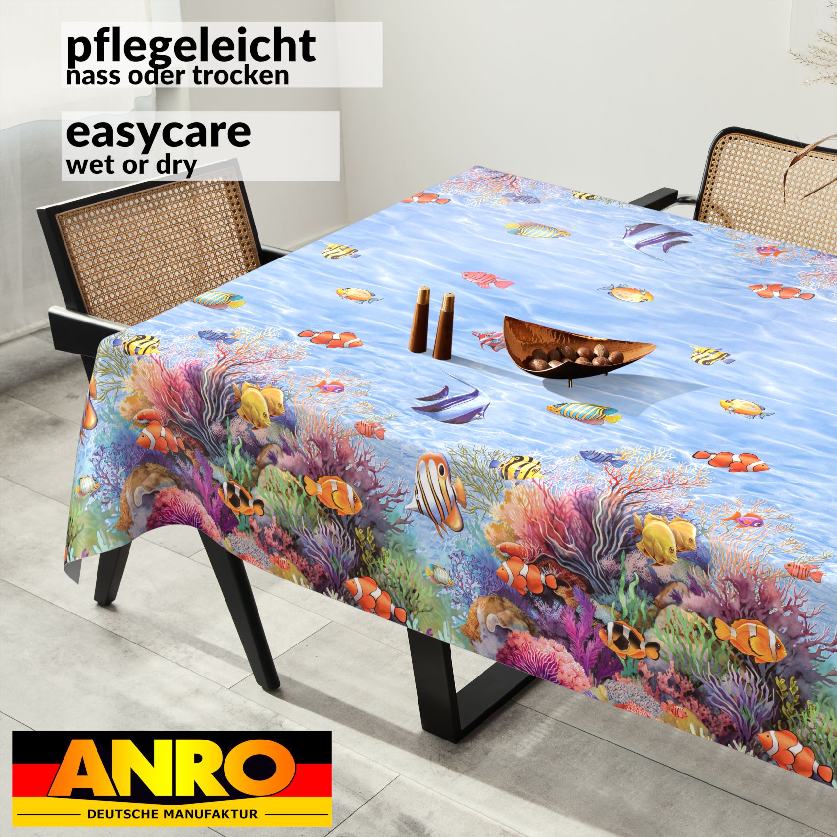 D0011AD_SQ_91 Wachstuch Tischdecke abwaschbar Wachstischdecke Meterware Aquarium Outdoor Tischdecke Gartentischdecke