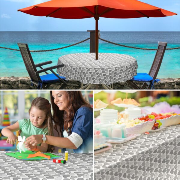 Wachstuch Tischdecke abwaschbar Wachstischdecke Meterware Herz Grau Outdoor Tischdecke Gartentischdecke – 90x130cm, Schnittkante