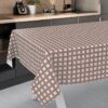 Wachstuch Tischdecke abwaschbar Wachstischdecke Meterware Karo Beige Outdoor Tischdecke Gartentischdecke – 90x130cm, Schnittkante