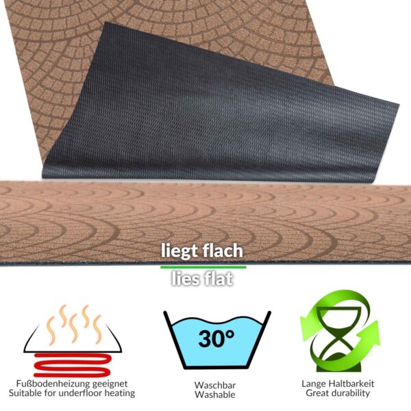 Teppich Läufer Küchenläufer Premium 3-Schicht Boden gummiert Läufer waschbar Davis Breite 100cm – Braun, 100x100cm