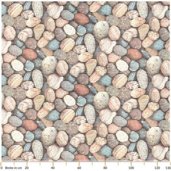 Badematte Weichschaummatte Badläufer Steine Kiesel Mehrfarbig Breite 130cm Meterware – 100x130cm