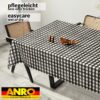 Wachstuch Tischdecke abwaschbar Wachstischdecke Meterware Rechteck Karo Schwarz Outdoor Tischdecke Gartentischdecke – 90x130cm, Schnittkante